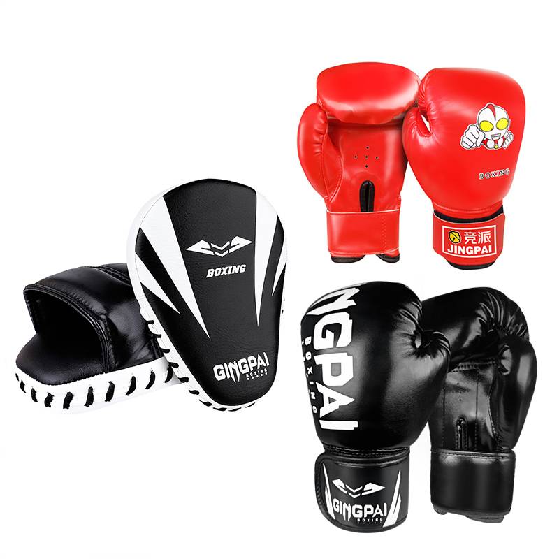 Child boxer red + adult boxer black + black hand target 2 (son and son)